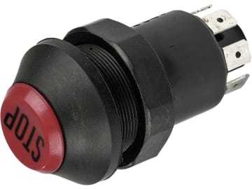 Herth + Buss Druckknopfschalter "Stop", 7 x Flachsteckanschluss 6,3 mm, 12 V 20 A; 24 V 10 A, 70 490 182 Herth + Buss Druckknopfschalter "Stop", 7 x Flachsteckanschluss 6,3 mm, 12 V 20 A; 24 V 10 A, 70 490 182