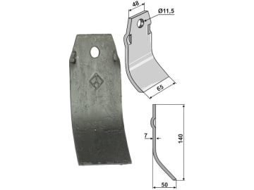 Industriehof® Schlegelmesser 140 x 48/65 x 7 mm, Bohrung 11,5 mm, für Spragelse-Micra Fräsen, 63-SPR-02 Industriehof® Schlegelmesser 140 x 48/65 x 7 mm, Bohrung 11,5 mm, für Spragelse-Micra Fräsen, 63-SPR-02