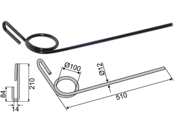 Industriehof® Striegelzinken 510 x 12 mm für Doublet Record, 10.ST-DO-1 Industriehof® Striegelzinken 510 x 12 mm für Doublet Record, 10.ST-DO-1