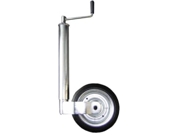 Stützrad Rundrohr außen 60 mm Stützlast 400 kg, 560 – 810 mm, Vollgummirad 255x80, verstärkt Stützrad Rundrohr außen 60 mm Stützlast 400 kg, 560 – 810 mm, Vollgummirad 255x80, verstärkt