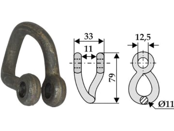 Industriehof® Schäkel gedreht, Bohrung 12,5 mm, für Herder, 63-HER-71 Industriehof® Schäkel gedreht, Bohrung 12,5 mm, für Herder, 63-HER-71