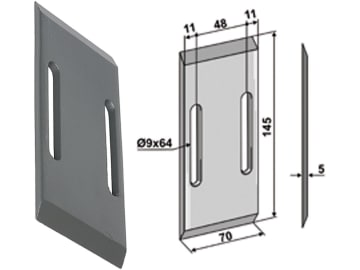 Industriehof® Abstreifer 145 x 70 x 5 mm, Bohrung 64 x 9 mm für Niemeyer, 51-N100 Industriehof® Abstreifer 145 x 70 x 5 mm, Bohrung 64 x 9 mm für Niemeyer, 51-N100