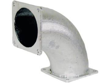Hücobi Bogen "Perrot", 90 °, 159 mm, verzinkt, kurz, beidseitig 4-Eck-Flansch, 2459 159000 Hücobi Bogen "Perrot", 90 °, 159 mm, verzinkt, kurz, beidseitig 4-Eck-Flansch, 2459 159000