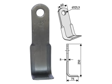 Industriehof® Y-Messer 250 x 60 x 8 mm, Tiefe 75 mm, für Agrimaster, 63-FEI-03 Industriehof® Y-Messer 250 x 60 x 8 mm, Tiefe 75 mm, für Agrimaster, 63-FEI-03