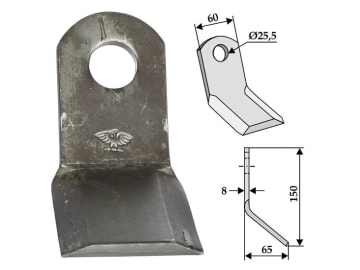 Industriehof® Y-Messer 150 x 60 x 8 mm, Bohrung 25,5 mm, für Leckron, 63-IND-07 Industriehof® Y-Messer 150 x 60 x 8 mm, Bohrung 25,5 mm, für Leckron, 63-IND-07