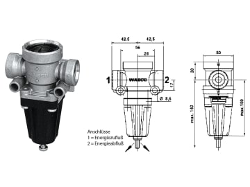 Wabco Druckbegrenzungsventil Ausgesteuerter Druck 5,7 + 0,3 bar Einstellbereich 1,2 – 6,2 bar, Entlüftung Nennweite 4 mm, Neuteil, 475 010 309 0 Wabco Druckbegrenzungsventil Ausgesteuerter Druck 5,7 + 0,3 bar Einstellbereich 1,2 – 6,2 bar, Entlüftung Nennweite 4 mm, Neuteil, 475 010 309 0