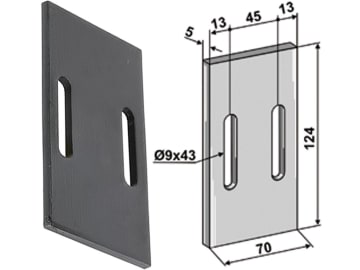 Industriehof® Abstreifer 124 x 70 x 5 mm, Bohrung 43 x 9 mm für Morra, Quivogne, 51-Q100 Industriehof® Abstreifer 124 x 70 x 5 mm, Bohrung 43 x 9 mm für Morra, Quivogne, 51-Q100