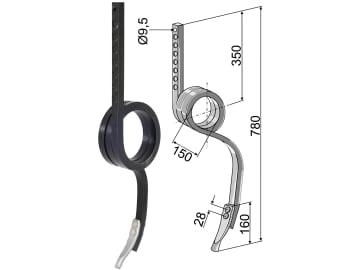 Industriehof® Spurlockerzinken 780 x 25 x 25 mm mit Schar, für universal, 10.5045 Industriehof® Spurlockerzinken 780 x 25 x 25 mm mit Schar, für universal, 10.5045