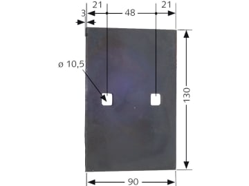Industriehof® Abstreifer 130 x 90 x 3 mm, Bohrung 10,5 x 10,5 mm für Lemken, 51-L200 Industriehof® Abstreifer 130 x 90 x 3 mm, Bohrung 10,5 x 10,5 mm für Lemken, 51-L200