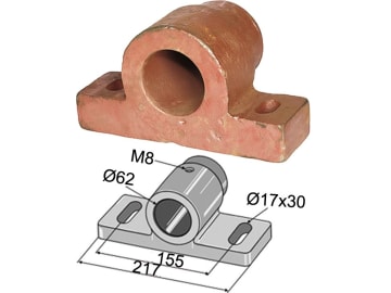 Industriehof® Gleitlager für Welle rund, 60 mm, Ø innen 62 mm, M 8, Bohrung 30 x 17 mm, 320-11 Industriehof® Gleitlager für Welle rund, 60 mm, Ø innen 62 mm, M 8, Bohrung 30 x 17 mm, 320-11