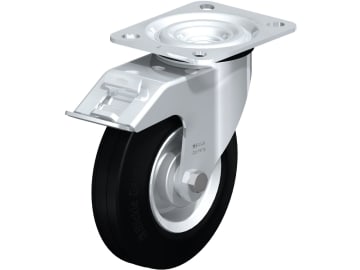 Blickle® Lenkrolle "L-V 125R-FI" Rad 125 x 37,5 mm, Höhe 150 mm, Tragkraft 100 kg, Standard-Vollgummi, Stahlblechfelge mit Rollenlager, Feststeller Blickle® Lenkrolle "L-V 125R-FI" Rad 125 x 37,5 mm, Höhe 150 mm, Tragkraft 100 kg, Standard-Vollgummi, Stahlblechfelge mit Rollenlager, Feststeller