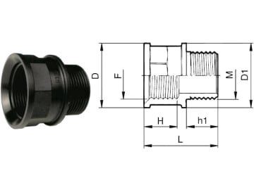 Agrotop Verlängerungsnippel G 1 1/4" IG/AG (BSP) H 25 mm mit Innen- und Außengewinde (IG/AG), 10837 Agrotop Verlängerungsnippel G 1 1/4" IG/AG (BSP) H 25 mm mit Innen- und Außengewinde (IG/AG), 10837