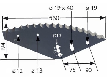 MWS Messer 560 x 194 x 5 mm, halbrund, gezahnt für Futtermischwagen Mayer Siloking MWS Messer 560 x 194 x 5 mm, halbrund, gezahnt für Futtermischwagen Mayer Siloking