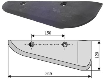 Industriehof® Rübenroderschar links/rechts, 345 x 7 mm, Tiefe 120 mm für Holmer, Kleine, Stoll, Unsinn Industriehof® Rübenroderschar links/rechts, 345 x 7 mm, Tiefe 120 mm für Holmer, Kleine, Stoll, Unsinn