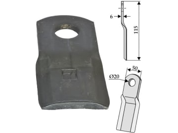 Industriehof® Schlegelmesser 115 x 50 x 6 mm, Bohrung 20 mm, für Humus , 63-HUM-06, 63-HUM-06 Industriehof® Schlegelmesser 115 x 50 x 6 mm, Bohrung 20 mm, für Humus , 63-HUM-06, 63-HUM-06