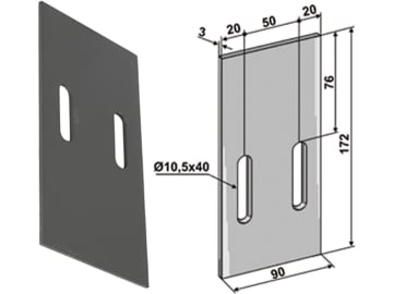 Industriehof® Abstreifer 172 x 90 x 3 mm, Bohrung 40 x 10,5 mm für Eberhardt, 51-E102 Industriehof® Abstreifer 172 x 90 x 3 mm, Bohrung 40 x 10,5 mm für Eberhardt, 51-E102