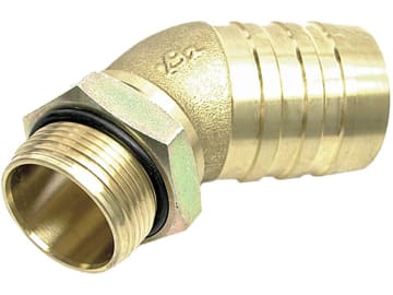 Saugstutzen 45 °, R 1" AG BSPP, Ø Tülle 40 mm, mit Weichdichtung Saugstutzen 45 °, R 1" AG BSPP, Ø Tülle 40 mm, mit Weichdichtung