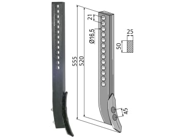 Industriehof® Spurlockerzinken 555 x 25 x 50 mm mit Schar, für Väderstad, 101.04052 Industriehof® Spurlockerzinken 555 x 25 x 50 mm mit Schar, für Väderstad, 101.04052