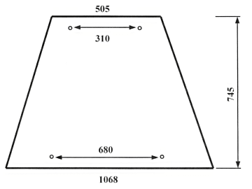 Seitenscheibe, klar, Bohrungen 4, für Zetor 5211/45, 6211/45, 7211/45, 7711/45 - Kabine UR 1 Seitenscheibe, klar, Bohrungen 4, für Zetor 5211/45, 6211/45, 7211/45, 7711/45 - Kabine UR 1