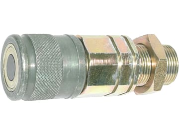 Kupplungsmuffe "FF" flachdichtend, Dichtungen Perbunan, leicht, BG 02, M 16 x 1,5 AG, RA L 10 Kupplungsmuffe "FF" flachdichtend, Dichtungen Perbunan, leicht, BG 02, M 16 x 1,5 AG, RA L 10