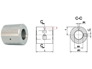 Schema Anschweißbuchse mit Schmiernippel, Ø-D 60 mm, Ø-d 30 mm, L 70 mm Schema Anschweißbuchse mit Schmiernippel, Ø-D 60 mm, Ø-d 30 mm, L 70 mm