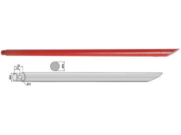 Industriehof® Frontladerzinken 800 mm, Ø 25 mm; 30 mm, spitz, gerade, mit Schaft, für Agram, Manip, 18856 Industriehof® Frontladerzinken 800 mm, Ø 25 mm; 30 mm, spitz, gerade, mit Schaft, für Agram, Manip, 18856