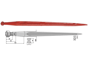 Industriehof® Frontladerzinken 800 mm, M 22 x 1,5, spitz, gerade, für Baas/Trima, Howard, 18801 Industriehof® Frontladerzinken 800 mm, M 22 x 1,5, spitz, gerade, für Baas/Trima, Howard, 18801