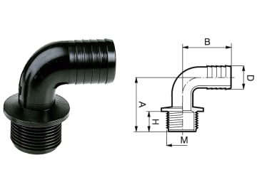 Agrotop Schlauchanschluss gebogen 90 ° G 3/4" AG (BSP) Ø Tülle 13 mm, 10619 Agrotop Schlauchanschluss gebogen 90 ° G 3/4" AG (BSP) Ø Tülle 13 mm, 10619