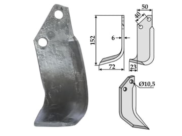 Industriehof® Fräsmesser links/rechts 152 x 50 x 6 mm, Bohrung 10,5 mm für B.C.S., Grillo (Pinza), Pasquali Industriehof® Fräsmesser links/rechts 152 x 50 x 6 mm, Bohrung 10,5 mm für B.C.S., Grillo (Pinza), Pasquali