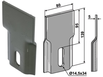 Industriehof® Abstreifer 139 x 80 x 5 mm, Bohrung 34 x 14,5 mm für Feraboli und Vicon, 51-F100 Industriehof® Abstreifer 139 x 80 x 5 mm, Bohrung 34 x 14,5 mm für Feraboli und Vicon, 51-F100