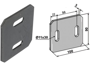 Industriehof® Abstreifer 100 x 90 x 3 mm, Bohrung 30 x 11 mm für Frandent, 51-F202 Industriehof® Abstreifer 100 x 90 x 3 mm, Bohrung 30 x 11 mm für Frandent, 51-F202