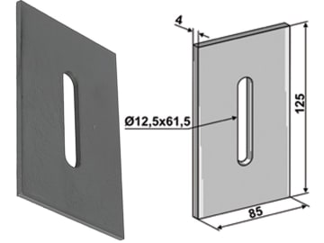 Industriehof® Abstreifer 125 x 85 x 4 mm, Bohrung 61,5 x 12,5 mm für Kverneland (Maletti), 51-K300 Industriehof® Abstreifer 125 x 85 x 4 mm, Bohrung 61,5 x 12,5 mm für Kverneland (Maletti), 51-K300