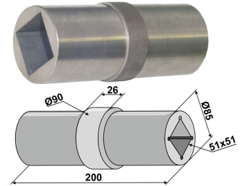 Industriehof® Lagerwelle für Lagerung mit Vierkantwelle 50 x 50 mm, 85; 90 x 51; 51 x 200 mm, 31-0088G Industriehof® Lagerwelle für Lagerung mit Vierkantwelle 50 x 50 mm, 85; 90 x 51; 51 x 200 mm, 31-0088G
