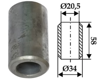Industriehof® Buchse 58 x 6,75 mm, Ø innen 20,5 mm, Ø außen 34 mm, für Agram, Taarup, 63-AGR-81 Industriehof® Buchse 58 x 6,75 mm, Ø innen 20,5 mm, Ø außen 34 mm, für Agram, Taarup, 63-AGR-81
