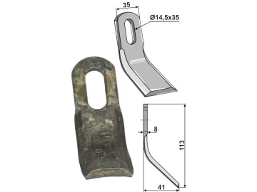 Industriehof® Y-Messer 113 x 35 x 8 mm, Bohrung 35 x 14,5 mm, für Bomford, 63-BOM-57 Industriehof® Y-Messer 113 x 35 x 8 mm, Bohrung 35 x 14,5 mm, für Bomford, 63-BOM-57