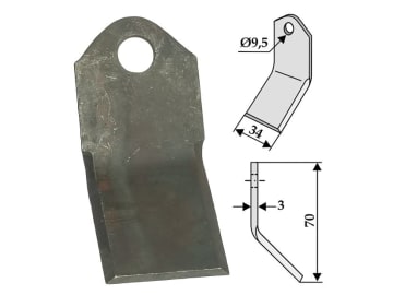 Industriehof® Y-Messer 70 x 34 x 3 mm, Bohrung 9,5 mm, für Bomford, 63-BOM-60 Industriehof® Y-Messer 70 x 34 x 3 mm, Bohrung 9,5 mm, für Bomford, 63-BOM-60
