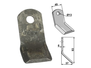 Industriehof® Y-Messer 93 x 40 x 6 mm, Bohrung 13 mm, für Mulcher: Cabe (Nuova Cabe), Caroni, Carroy et Giraudon, Forigo, 63-CAR-52 Industriehof® Y-Messer 93 x 40 x 6 mm, Bohrung 13 mm, für Mulcher: Cabe (Nuova Cabe), Caroni, Carroy et Giraudon, Forigo, 63-CAR-52