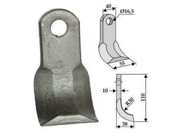 Industriehof® Y-Messer 110 x 40/55 x 10 mm, Bohrung 16,5 mm, für Dragone, 63-DRG-04 Industriehof® Y-Messer 110 x 40/55 x 10 mm, Bohrung 16,5 mm, für Dragone, 63-DRG-04