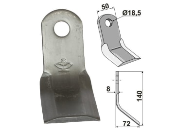 Industriehof® Y-Messer 140 x 50 x 8 mm, Bohrung 18,5 mm, für Dragone, 63-DRG-11 Industriehof® Y-Messer 140 x 50 x 8 mm, Bohrung 18,5 mm, für Dragone, 63-DRG-11
