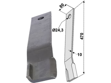 Industriehof® Schlegelmesser links/rechts 470 x 80 x 10 mm, Bohrung 24,3 mm, für Humus: "HKN 1000 " - "HKN 1200" Fräsen Industriehof® Schlegelmesser links/rechts 470 x 80 x 10 mm, Bohrung 24,3 mm, für Humus: "HKN 1000 " - "HKN 1200" Fräsen