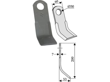 Industriehof® Y-Messer 200 x 60 x 7 mm, Bohrung 30 mm, für Agromet, 63-IND-103 Industriehof® Y-Messer 200 x 60 x 7 mm, Bohrung 30 mm, für Agromet, 63-IND-103