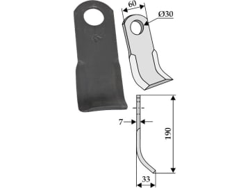 Industriehof® Y-Messer 190 x 60 x 7 mm, Bohrung 30 mm, für Agromet, Saxonia, 63-IND-69 Industriehof® Y-Messer 190 x 60 x 7 mm, Bohrung 30 mm, für Agromet, Saxonia, 63-IND-69