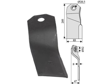 Industriehof® Mähmesser 205 x 85 x 8 mm, Bohrung 32 x 20,5 mm, Tiefe 47 mm für Joskin, 63-JOS-01 Industriehof® Mähmesser 205 x 85 x 8 mm, Bohrung 32 x 20,5 mm, Tiefe 47 mm für Joskin, 63-JOS-01