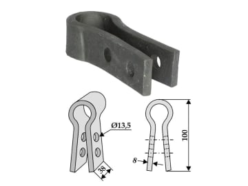 Industriehof® Halter 100 x 38 x 8 mm, Bohrung 13,5 mm für Gyro, Nicolas, 63-NIC-02 Industriehof® Halter 100 x 38 x 8 mm, Bohrung 13,5 mm für Gyro, Nicolas, 63-NIC-02