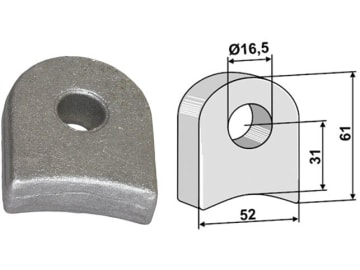 Industriehof® Halter 61 x 52 x 18 mm, Bohrung 16,5 mm für Sicma, 63-RM-918 Industriehof® Halter 61 x 52 x 18 mm, Bohrung 16,5 mm für Sicma, 63-RM-918