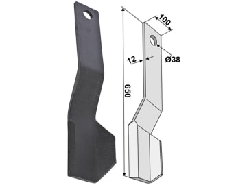 Industriehof® Schlegelmesser links/rechts gebogen 650 x 100 x 12 mm, Bohrung 38 mm, für Spearhead Fräsen Industriehof® Schlegelmesser links/rechts gebogen 650 x 100 x 12 mm, Bohrung 38 mm, für Spearhead Fräsen