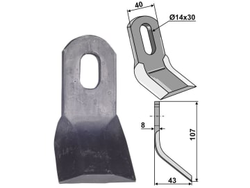 Industriehof® Y-Messer 107 x 40 x 8 mm, Bohrung 30 x 14 mm, für Becchio & Mandrile, 63-ZZZ-02 Industriehof® Y-Messer 107 x 40 x 8 mm, Bohrung 30 x 14 mm, für Becchio & Mandrile, 63-ZZZ-02