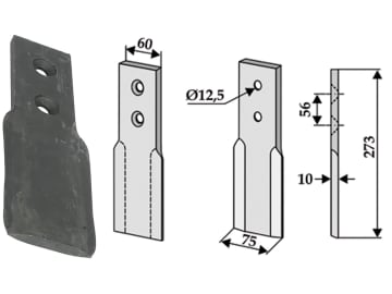 Industriehof® Schlegelmesser 273 x 60/75 x 10 mm, Bohrung 12,5 mm, für Cosmotor Grabenfräsen, 633-SCO-01 Industriehof® Schlegelmesser 273 x 60/75 x 10 mm, Bohrung 12,5 mm, für Cosmotor Grabenfräsen, 633-SCO-01