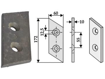 Industriehof® Schlegelmesser 172 x 60 x 10 mm, Bohrung 12,5 mm, für Cosmotor Grabenfräsen, 633-SCO-02 Industriehof® Schlegelmesser 172 x 60 x 10 mm, Bohrung 12,5 mm, für Cosmotor Grabenfräsen, 633-SCO-02