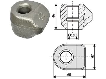 Industriehof® Halter 60 x 47 x 46 mm, Bohrung 20 mm für GRaben- und Straßenfräse, 635-0014 Industriehof® Halter 60 x 47 x 46 mm, Bohrung 20 mm für GRaben- und Straßenfräse, 635-0014
